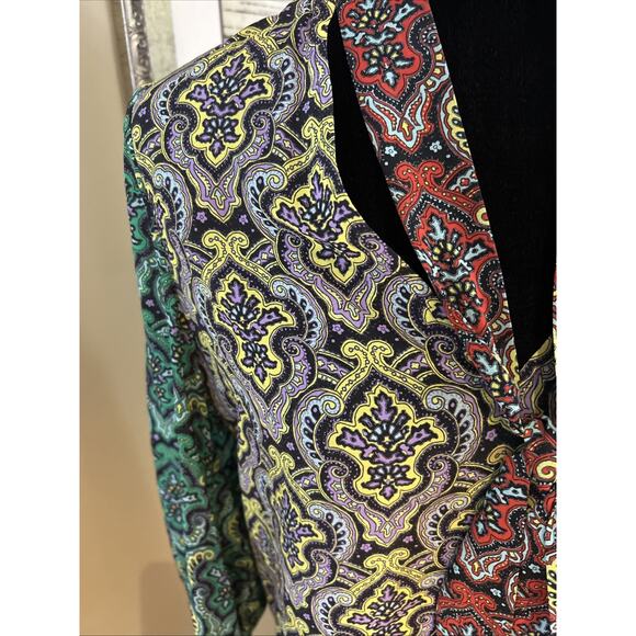 Alice and Olivia Sheila Paisley Long Sleeve Tie Front Blouse Top Sz XS New - Picture 2 of 13